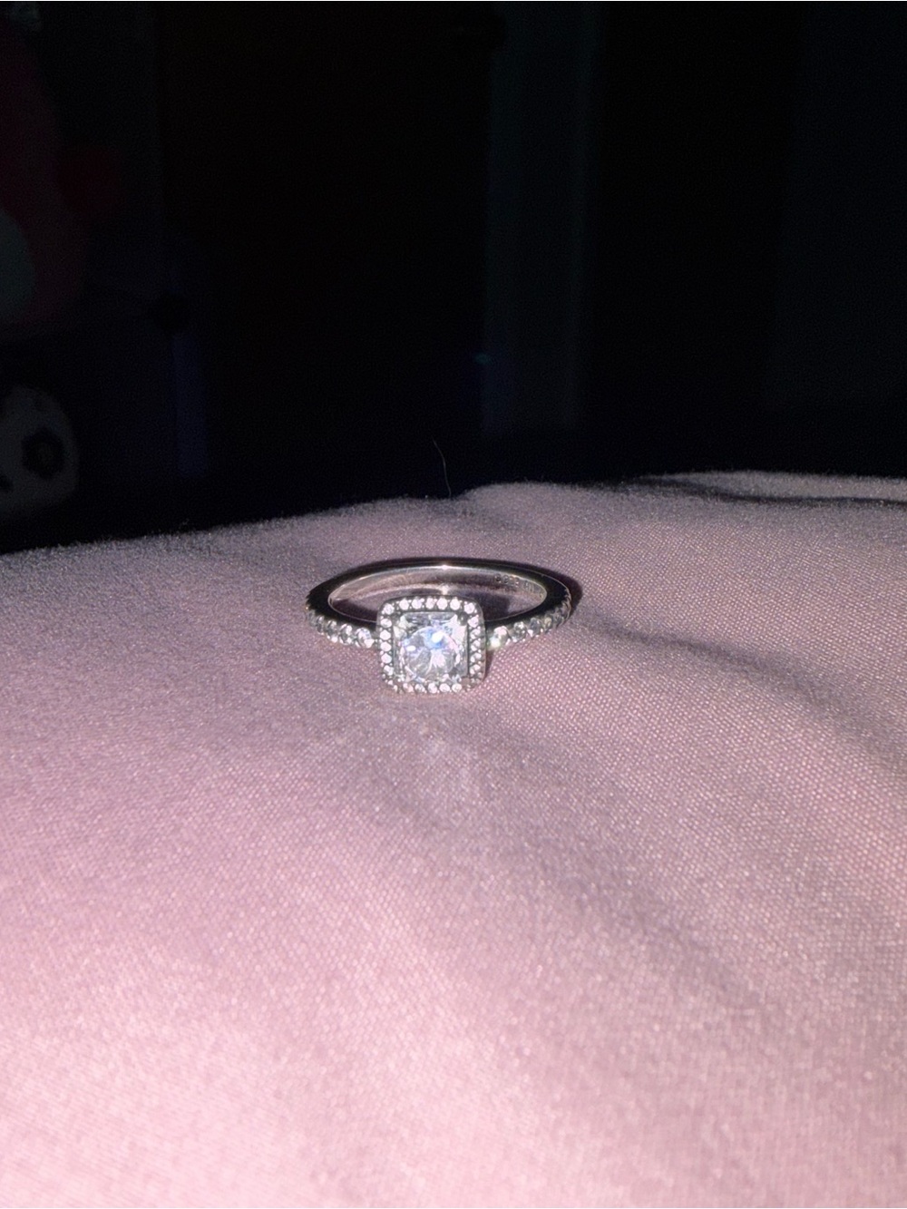 Pandora Square Sparkle Halo Ring